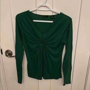 Green Press Ruched Fitted Long Sleeve Too, size S